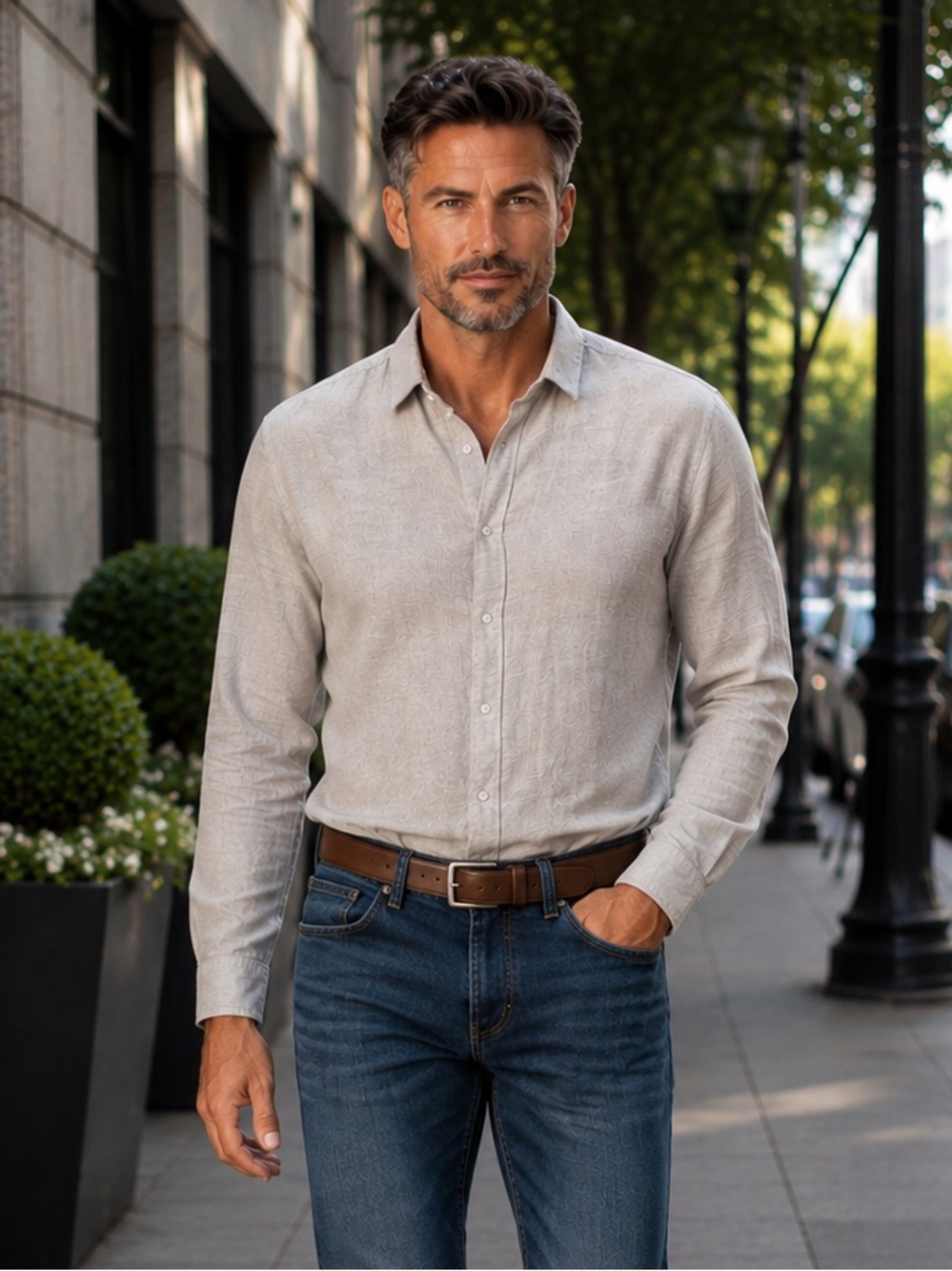 COS Button Up Shirt Mens M Long Sleeve Minimalist Preppy Gray Soft Twill Cotton